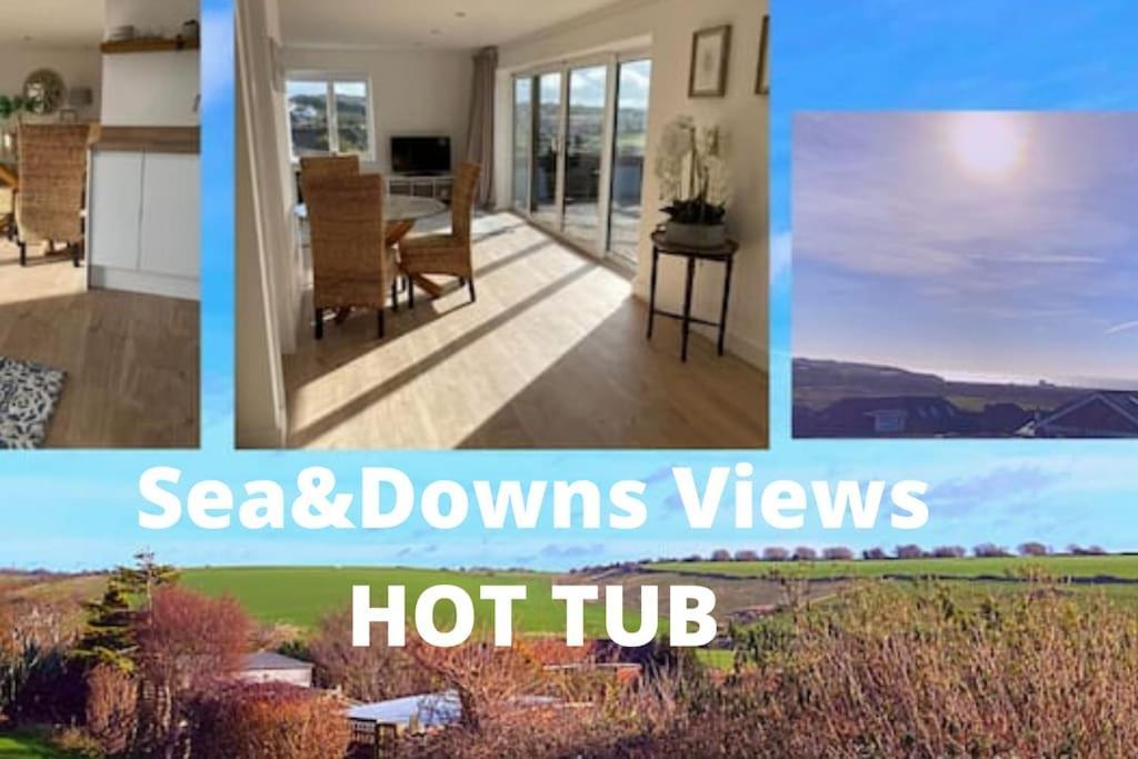 Spacious Studio Cabin With Sea/ Downs Views Sole Use Of Hottub In سيفورد المظهر الخارجي الصورة