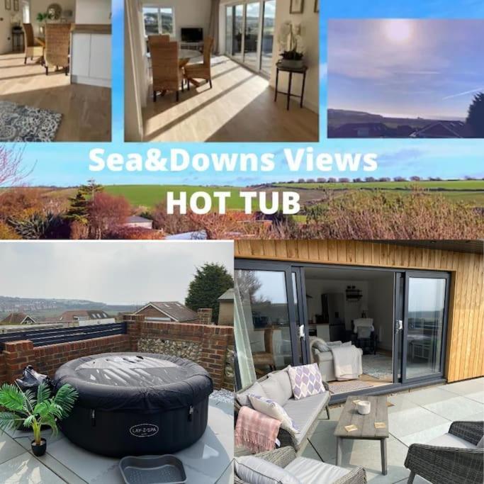 Spacious Studio Cabin With Sea/ Downs Views Sole Use Of Hottub In سيفورد المظهر الخارجي الصورة